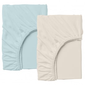 Набір простирадла на резинці Cosas BEIGE / BLUE Ранфорс 160х200х20 см 2 шт Блакитний/Бежевий