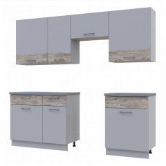 Кухня Лея Doros Серый / вставки Клондайк ДСП 220х60х250 (80359344) Новая Прага