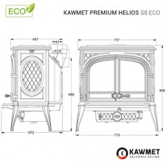 Чавунна піч KAWMET Premium HELIOS S8 13,9 кВт ECO 775х808х572 мм Київ