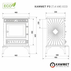 Чугунная печь KAWMET P3 7,4 кВт ECO 465х625х450 мм Киев