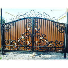Кованые ворота с профнастилом классические с орнаментом Legran Полтава
