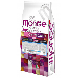 Низкозерновой сухой корм для взрослых кошек MONGE BWILD CAT LOW GRAIN с анчоусами 10 кг