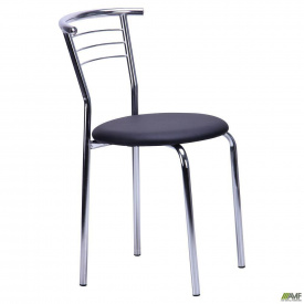 Обідній стілець Маркос АМФ хром ніжки кругле сидінн чорного кольору для кухні кафе