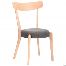Стул обеденный AMF Пекорино деревянный бук беленый мягкий сидение ткань графит