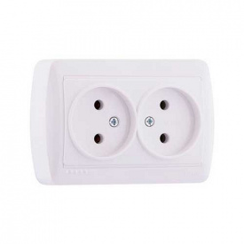 Розетка 2-а без заземлення накладна біла DEMET Lezard