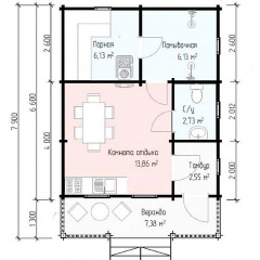 Баня деревянная из профилированного бруса 5.5х7.9 Коломыя