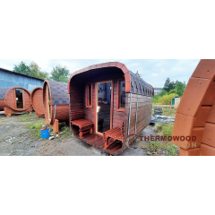 Мобільна квадро баня бочка 2.4x5.5м під ключ від Thermowood Production Долина