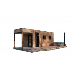 Сауна с прихожей и террасой 7,6x2,6 м Gartensauna-15 Thermowood Production под ключ от производителя Софиевская Борщаговка