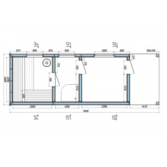 Сауна с прихожей и террасой 7,6x2,6 м Gartensauna-15 Thermowood Production под ключ от производителя Софиевская Борщаговка