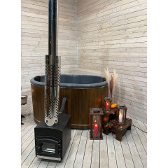 Бочка купель на дровах для 2 человек деревянная для бани с внешней дровяной печкой Доманёвка