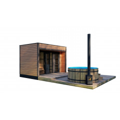 Модульная баня 3,0х2,3м с панорамным окном Gartensauna-18 от Thermowood Production под ключ от производителя Иршава