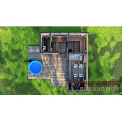 Модульный каркасный дом 6,8х5,6м с баней Sauna House 6 под ключ от Thermowood Production Кривой Рог