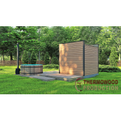 Модульна міні лазня 2,3 х2, 3м під ключ Gartensauna-16 від Thermowood Production під ключ від виробника Коломия