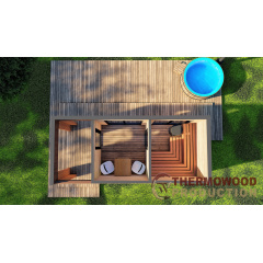 Модульна лазня 7,0х2,3м з панорамним вікном Gartensauna-23 від Thermowood Production під ключ від виробника Кам'янець-Подільський