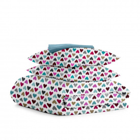 Сімейний комплект на резинці Cosas MINT LOVE CS3 Ранфорс 2х160х220 см М'ятний