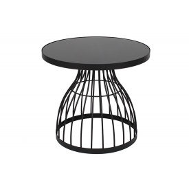 Столик металлический со столешницей из закалённого стекла BonaDi Тесо TY1-200 49 см Чёрный (SK000824)