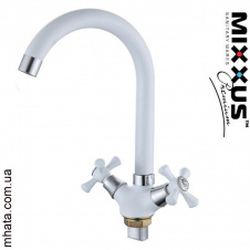 Смеситель для кухни ухо MIXXUS Omega White (белый) (Chr-275) Польша