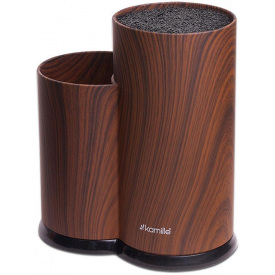 Бревно для ножей пластиковая двойная Kamille Brash Stand Wood 225 мм Коричневый DP38291