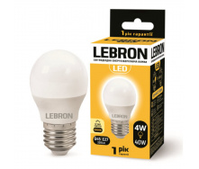 LED лампа Lebron L-G45 4W Е27 3000K 320Lm угол 240°