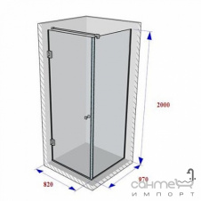 Душевая кабина Weston WK1 820x970x2000 polish/прозрачное стекло, ручка-кноб, петли слева