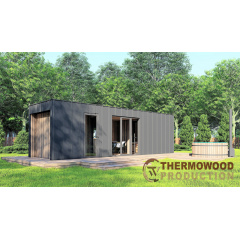 Каркасная баня 8,0х2,5м High-Tech Sauna 07 под ключ в современном стиле хай-тек от производителя ThermoWood Коростень