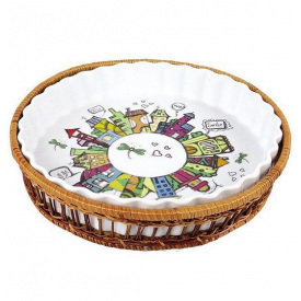 Форма Kamille для выпекания блюдо сервировочное City круглое в плетенной корзине 2,1л DP62042