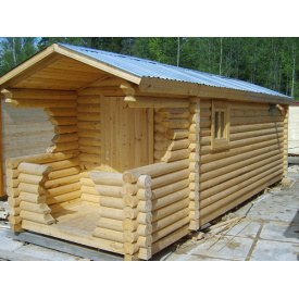 Баня деревянная мобильная 6х2,35 Деревянная баня из оцилиндрованного бруса