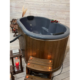 Бочка купель на дровах для 2 человек деревянная для бани с внешней дровяной печкой
