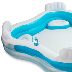 Дитячий надувний басейн Intex 56475-2, 229 х 229 х 66 см, з кульками 10 шт, підстилкою, насосом (hub_rxndow) Київ