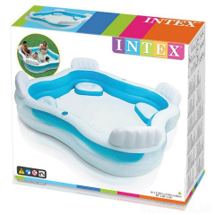 Дитячий надувний басейн Intex 56475-2, 229 х 229 х 66 см, з кульками 10 шт, підстилкою, насосом (hub_rxndow) Київ