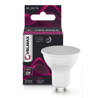 LED лампа Velmax V-MR16 6W GU10 4100K 540Lm угол 120°