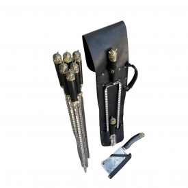 Набор шампуров Gorillas BBQ для шашлыка РАГНАР в кожаном чехле