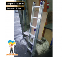 Двухсекционная лестница из алюминия 2х6 ступеней Техпром