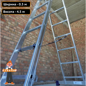Алюминиевая двухсекционная лестница 2х10 ступеней Техпром