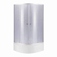 Lidz Latwa SC90x90.SAT.HIGH.GR Душова кабіна напівкругла скло тон 4 мм + Lidz Душовий піддон KAPIELKA ST90x90x41 з панеллю Хуст