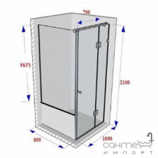 Душевая кабина Weston 1090x895x2100 полированная нержавейка, стекло прозрачное