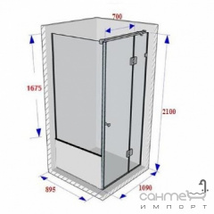 Душевая кабина Weston 1090x895x2100 полированная нержавейка, стекло прозрачное Ірпінь