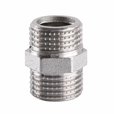 Ниппель никелированный 3/8″НР х 3/8″НР штампованный под прокладку А0530А(нк)