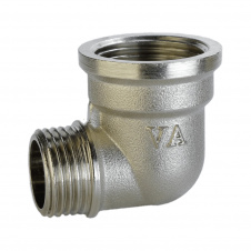 Угольник редукционный никелированный 3/4″ВР х 1/2″НР штампованный А0104А(нк)