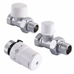 Набор Краны радиаторные прямые ARCO 1/2″ подача + обратка + термоголовка KCT02 М30 Луцьк