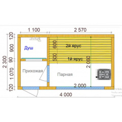 Будівництво модульної лазні 4,0х2.3м Gartensauna-9 Thermowood Production під ключ Братське