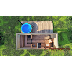 Будівництво модульної лазні 6х3м Панорама Gartensauna-11 Thermowood Production під ключ Шостка