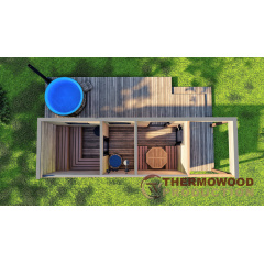 Будівництво сауни з передпокою та терасою 4,6x2,6 м Gartensauna-15 Thermowood Production під ключ Хуст