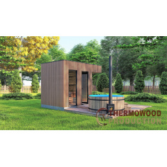 Будівництво сауни 3,6х2.3 оздоблення термо рейка Gartensauna-10 Thermowood Production під ключ Якимівка