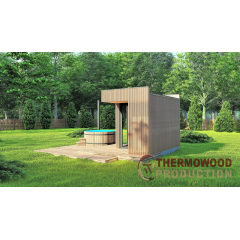 Будівництво сауни 3,6х2.3 оздоблення термо рейка Gartensauna-10 Thermowood Production під ключ Якимівка