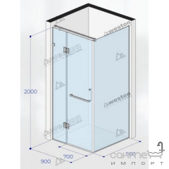 Душевая кабина Weston WK3 900x900x2000 polish/прозрачное стекло, ручка-полотенцедержатель Обухів