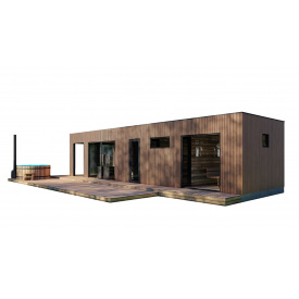 Будівництво лазні 12,0х3,5м оздоблення термо рейка Gartensauna-12 під ключ