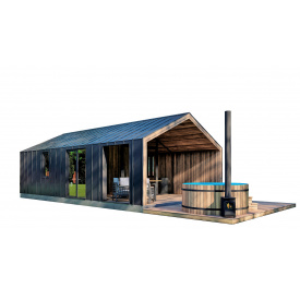 Каркасная баня Барн Хаус 8,7х5,0м Sauna Barn House 02 Thermowood Production