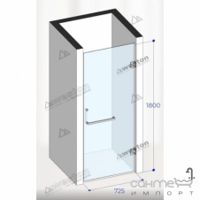 Душевая дверь в нишу Weston 725x1800 polish/прозрачное стекло, ручка-полотенцедержатель, петли справа