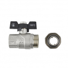 Кран шаровый с американкой Raftec BLACK PN40 ВН 3/4 бабочка